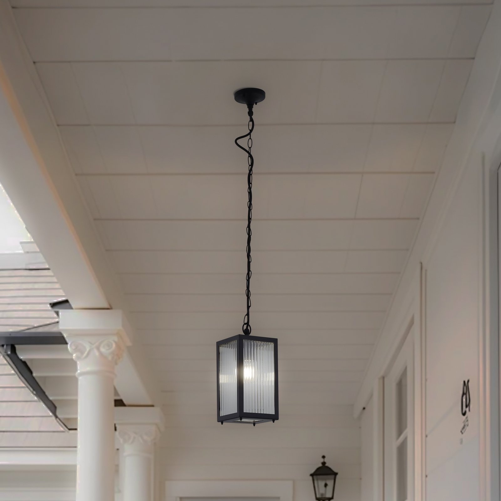 Bolgar vonkajšia závesná lampa čierna sklo kov - Lindby