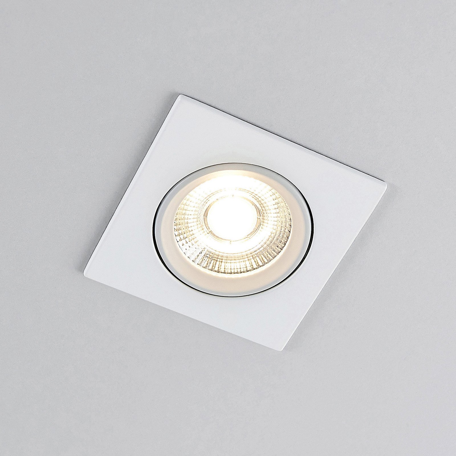 ELC Juno recessed spotlight set of 3 white angular, for Living / Dining Room, aluminium, plastic, 6 W, energy efficiency: A+, L: 8.2 cm, W: 8.2 cm, H: 2 cm