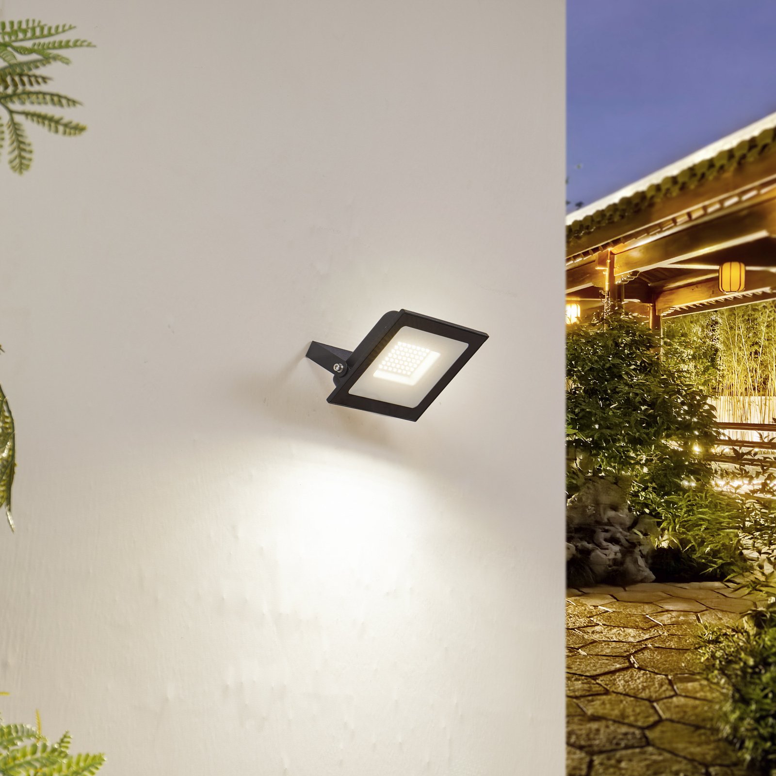 Prios LED outdoor spotlight Maikel, 50W, 4000lm, aluminium