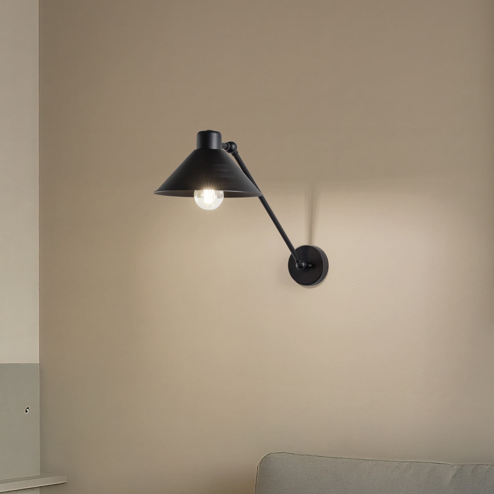 Wall light Alan, movable, black, 1-bulb