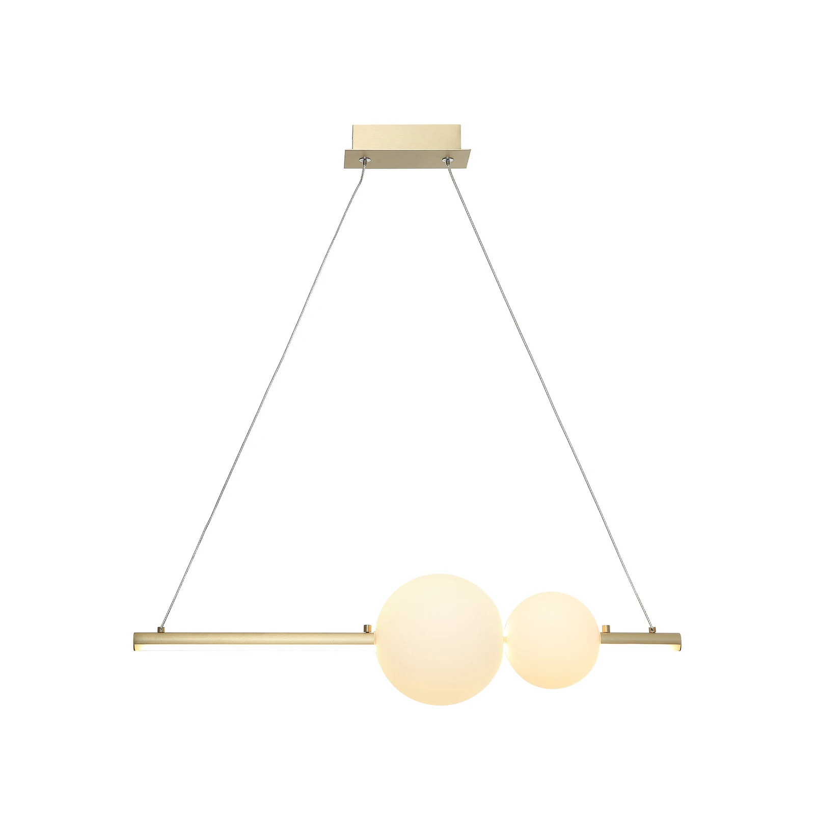 LED závesné svietidlo 22108, zlatá, dĺžka 62 cm, kov/sklo, stmievateľné