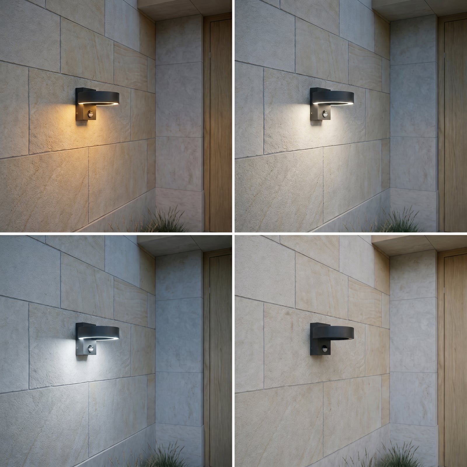 Applique d'extérieur LED, détecteur de mouvement, noir, CCT, métal, IP65 - Applique d'extérieur LED, détecteur de mouvement, noir, CCT, métal, IP65 -
