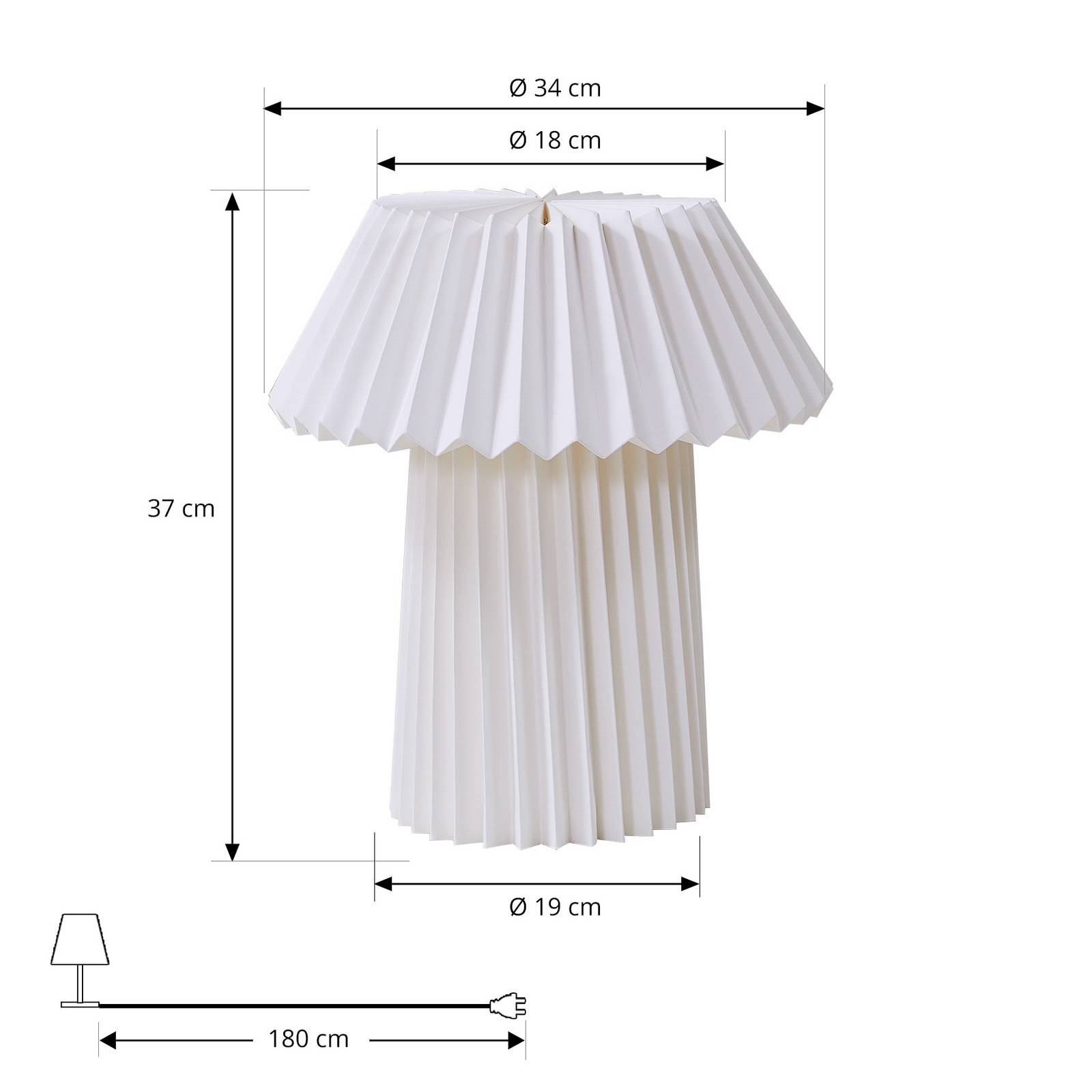 Lampa stołowa Lindby Magali, biały, papier, Ø 34 cm, E14