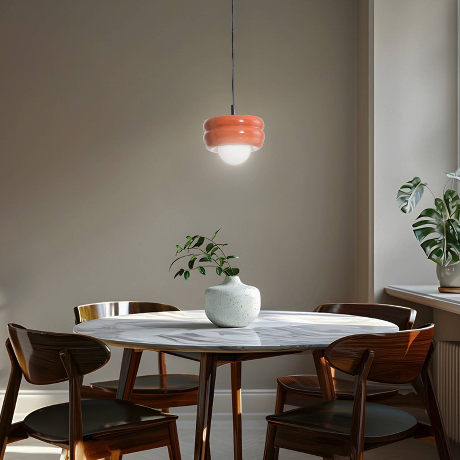 Hängeleuchte Tina, terracotta/opal, Glas, Ø 19 cm günstig online kaufen