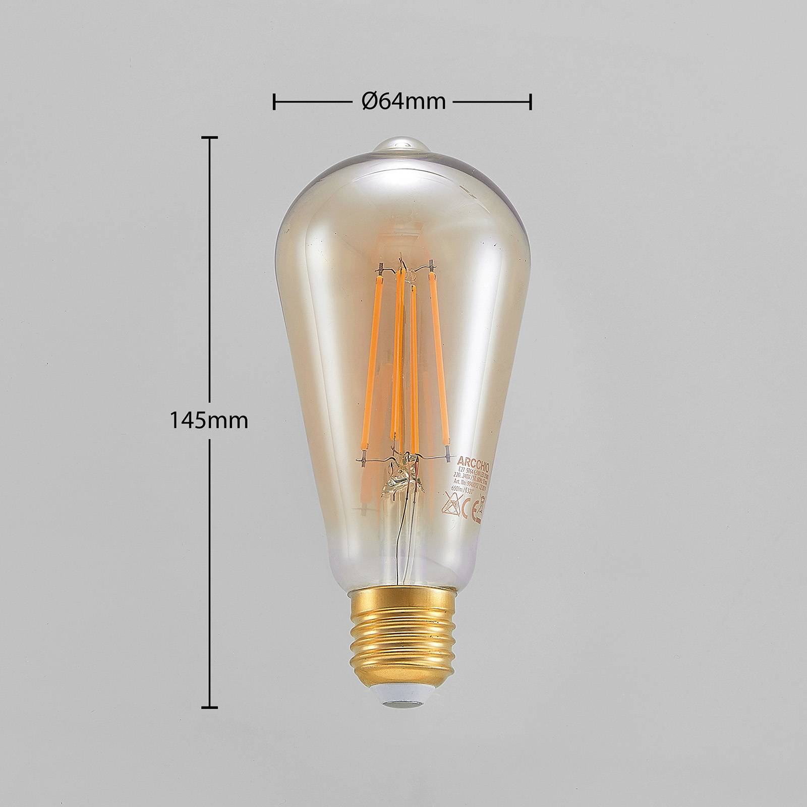 Żarówka LED E27 ST64 6,5W 2 500 K bursztynowa