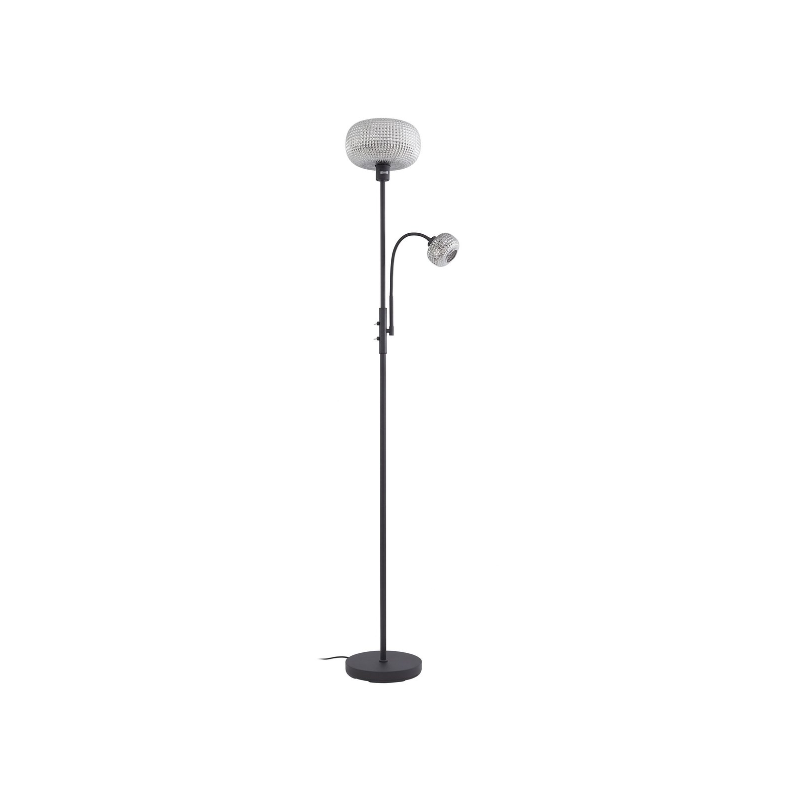 Lindby floor lamp Aliette, black/grey, glass, reading light