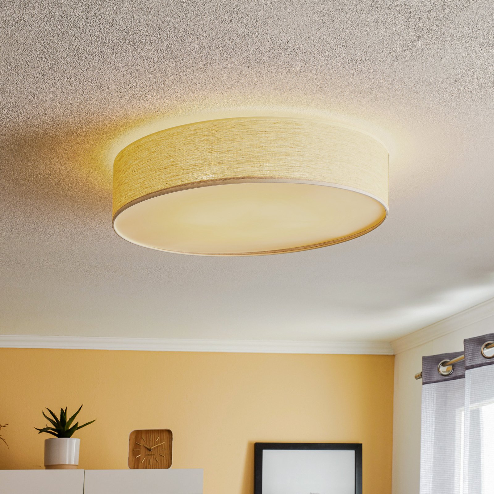 Canvas ceiling light, beige, Ø 58cm