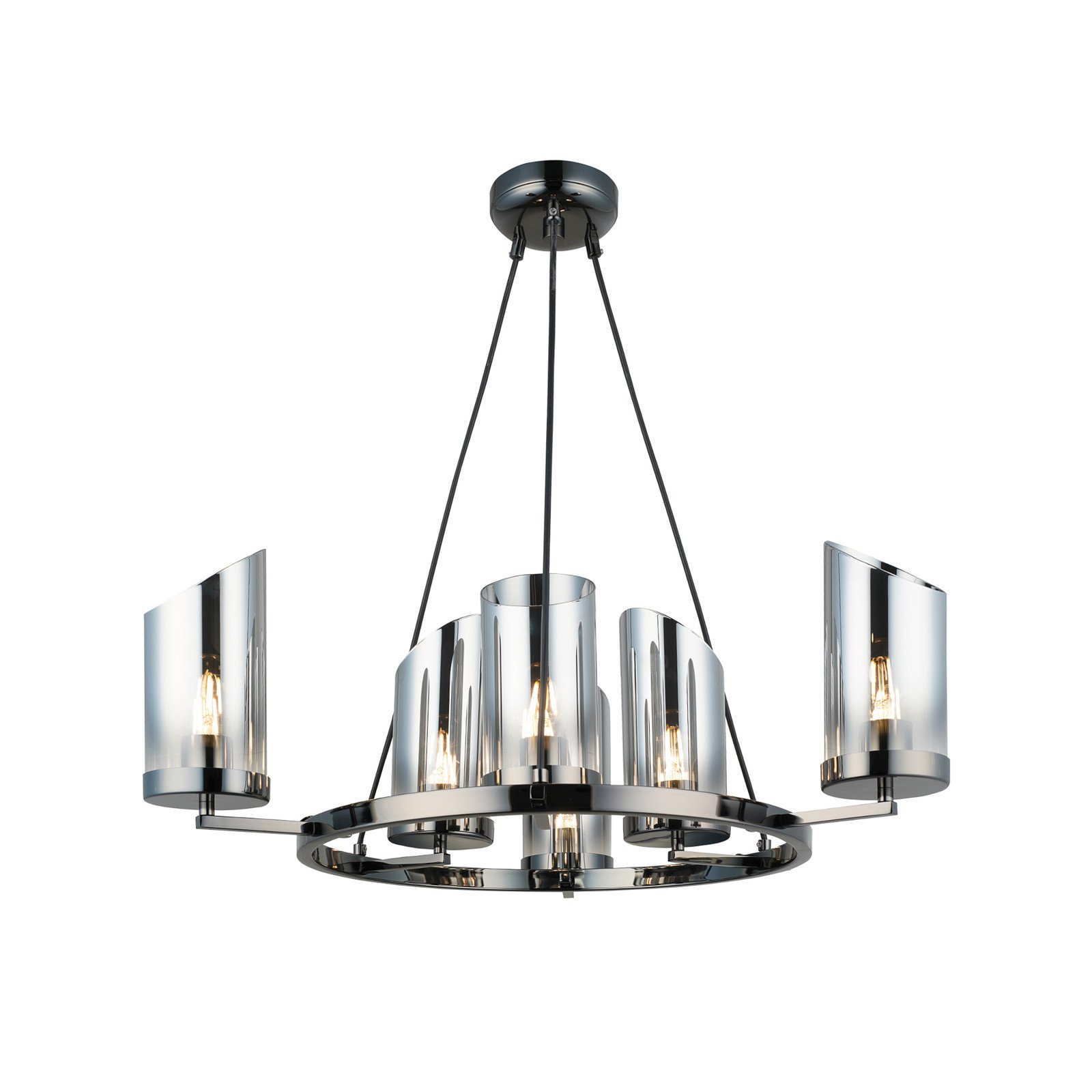 Lucea Candelabru Padrela Ø 68 cm negru-crom 6 becuri - Camera de zi / sufragerie - Metal