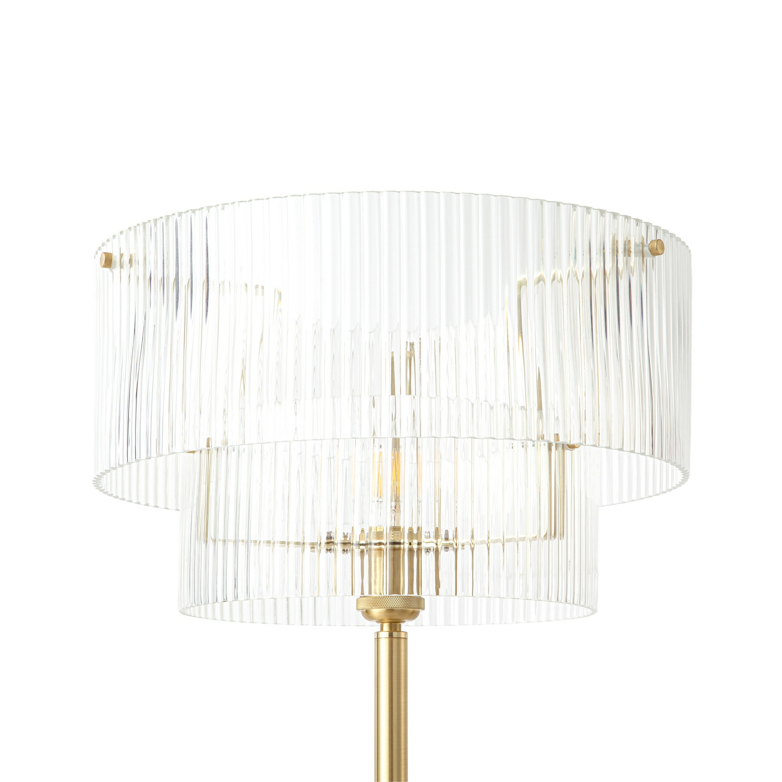 Meritt vloerlamp, messing/transparant, hoogte 160 cm, glas - Lucande