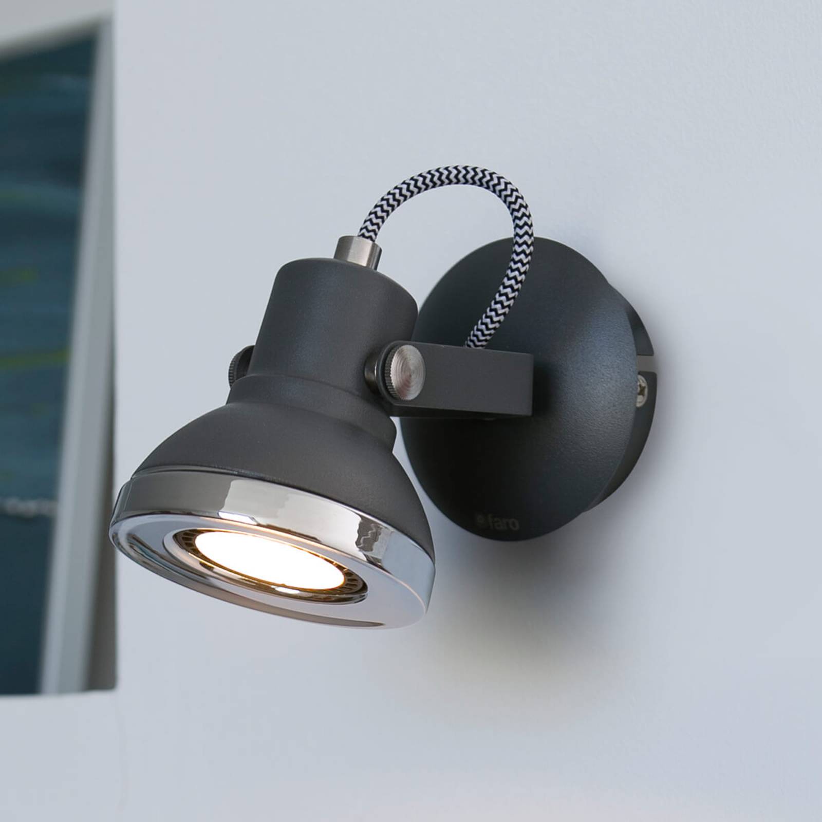 Photos - Chandelier / Lamp FARO BARCELONA Ring - one-bulb LED wall spotlight in dark grey 