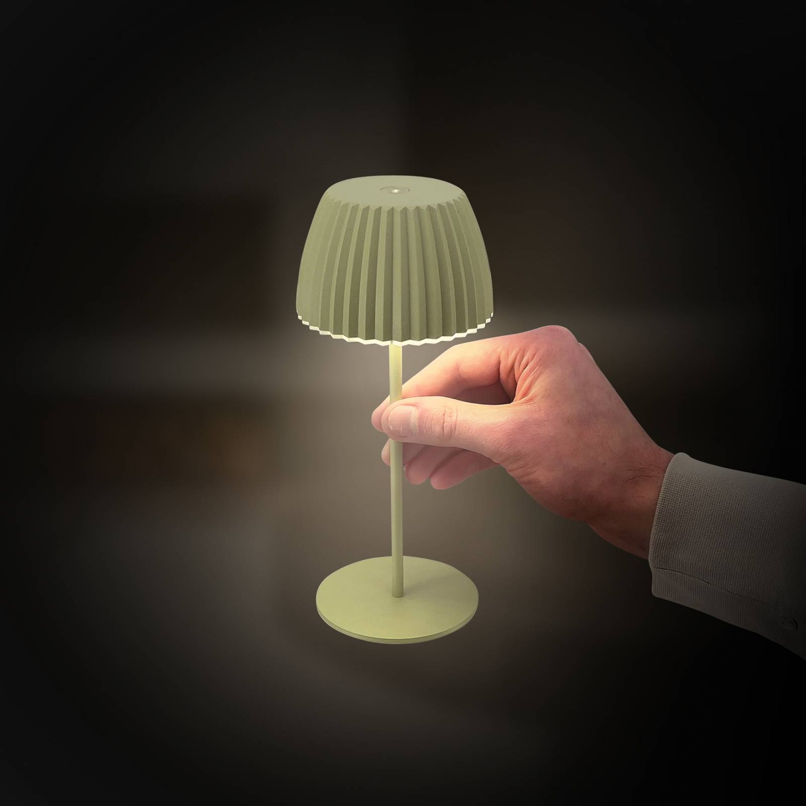 Lampa stołowa LED Brilo unplugged Riffle, 20 cm, zielona