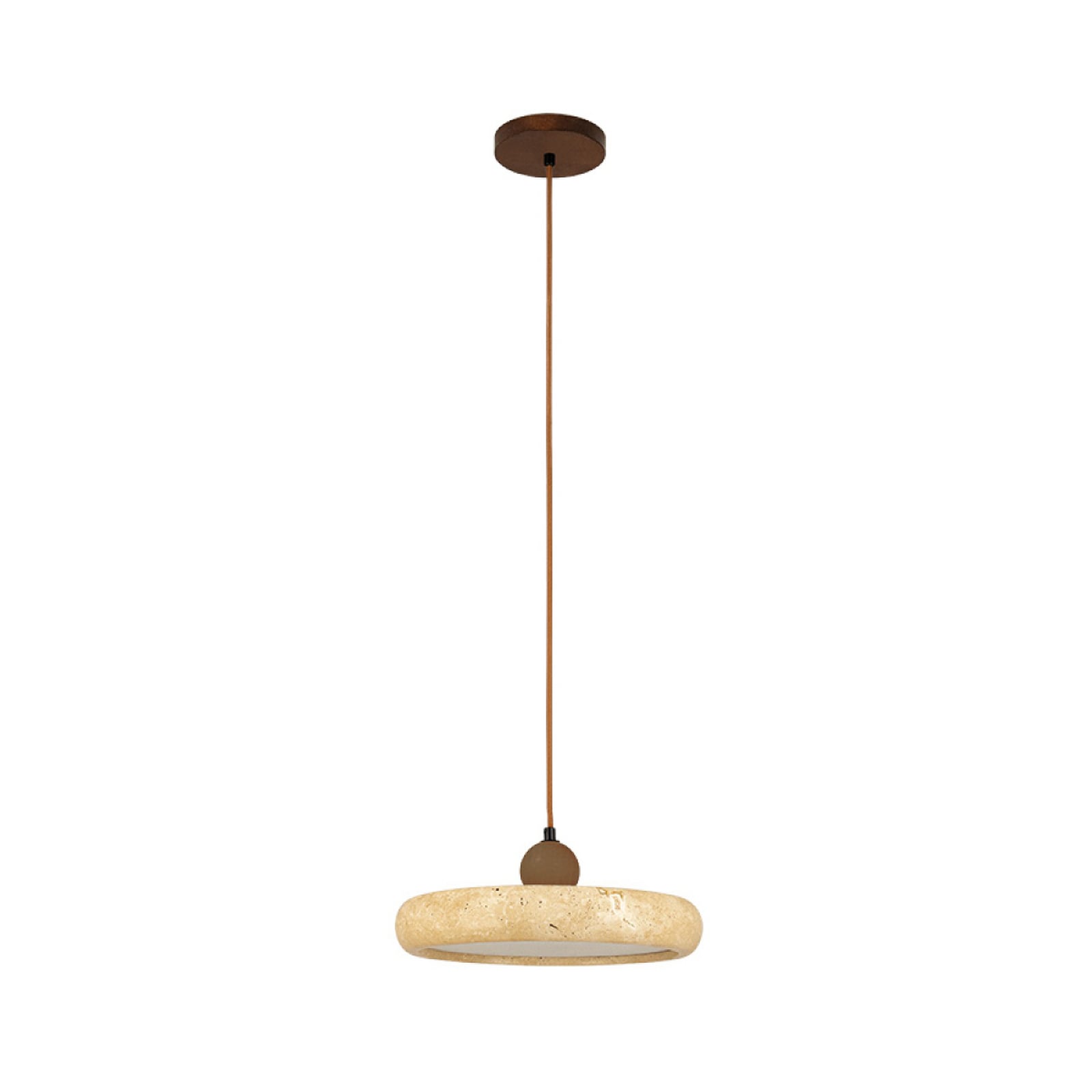 LED-Hängeleuchte 25419, beige, Ø 30 cm, Stein/Holz