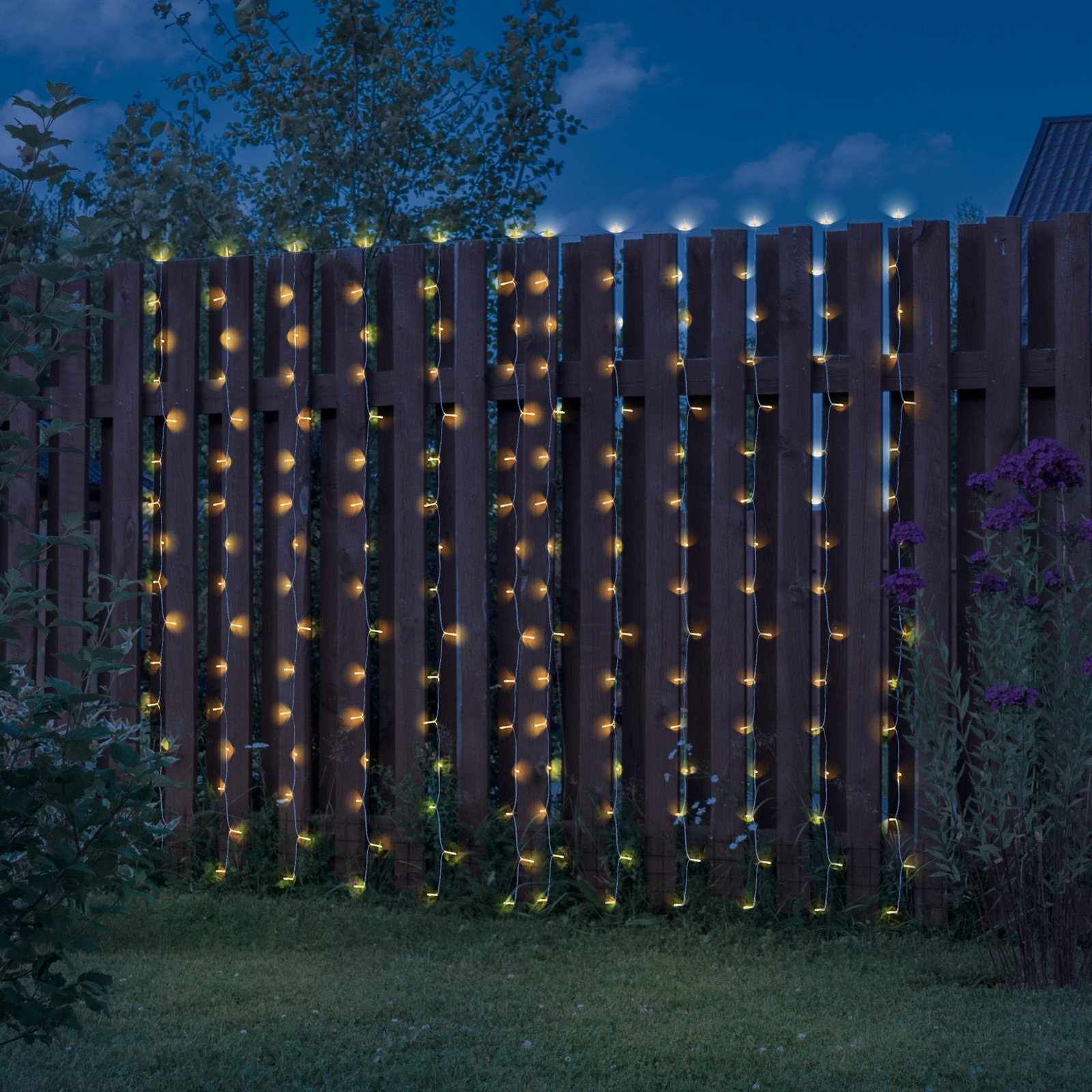 Solcell LED-ljusgardin 150 x 150 cm 192 lampor