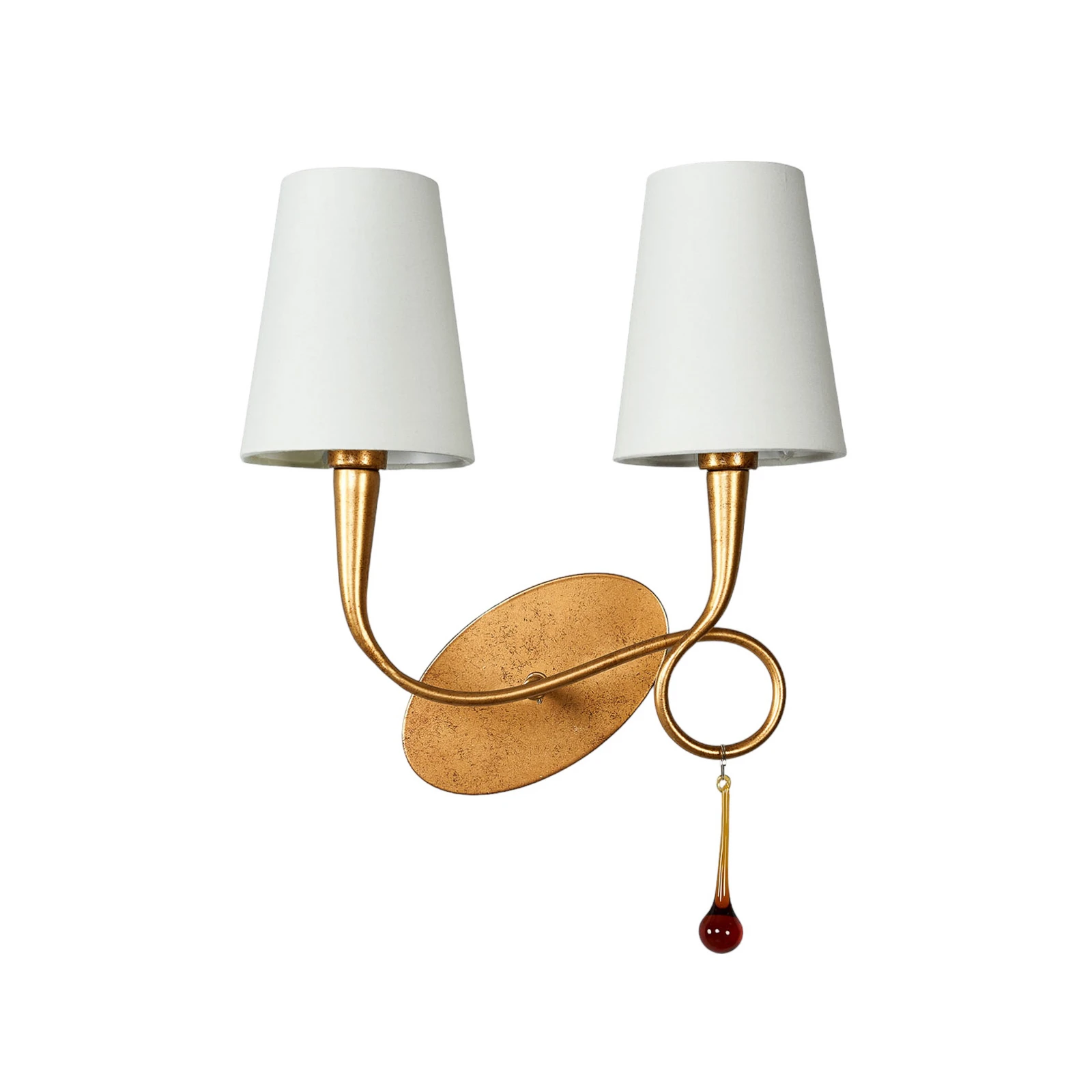 Applique Paola oro, paralume tessile, 2 luci