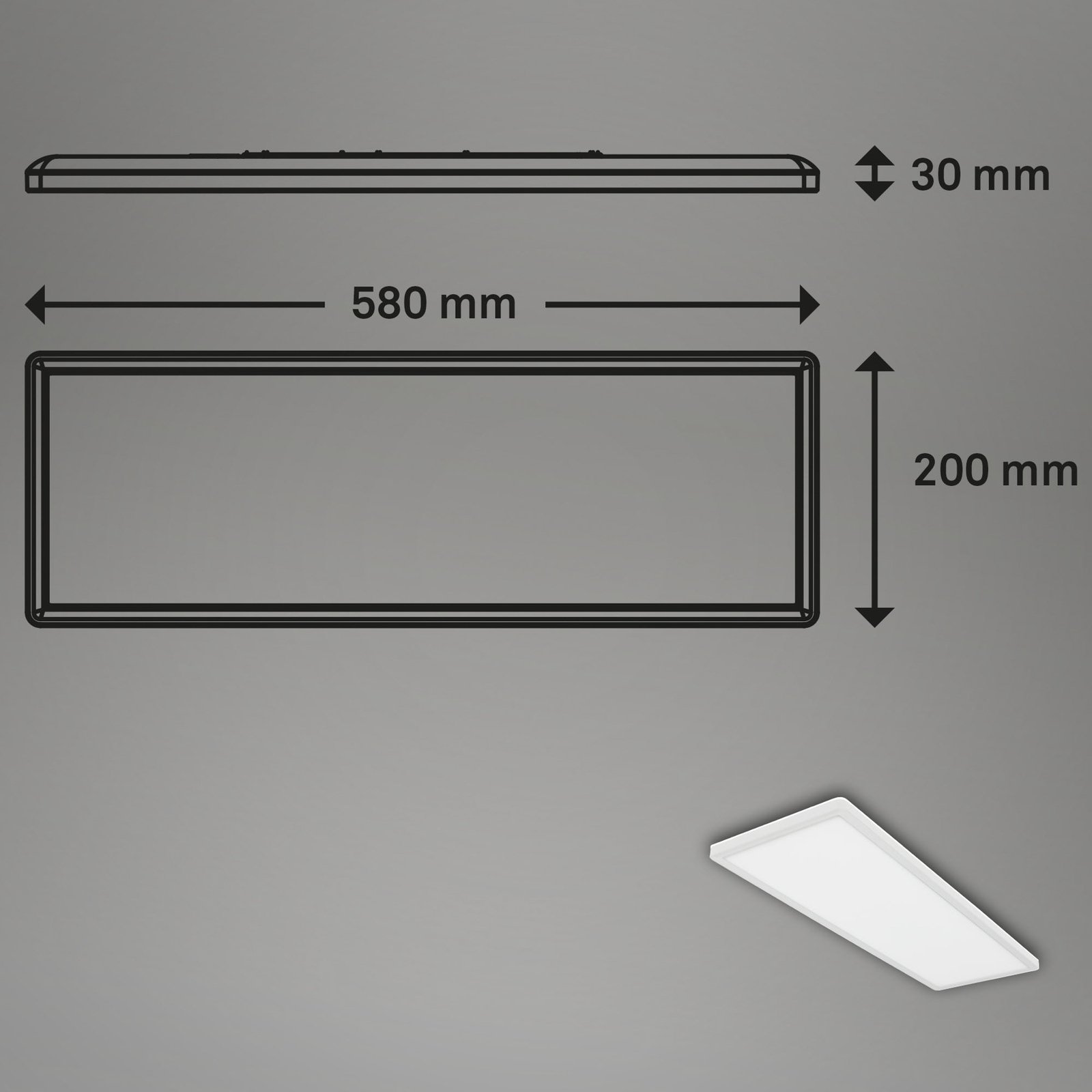 LED opbouwpaneel Slim 58x20cm aan/uit 4.000K wit