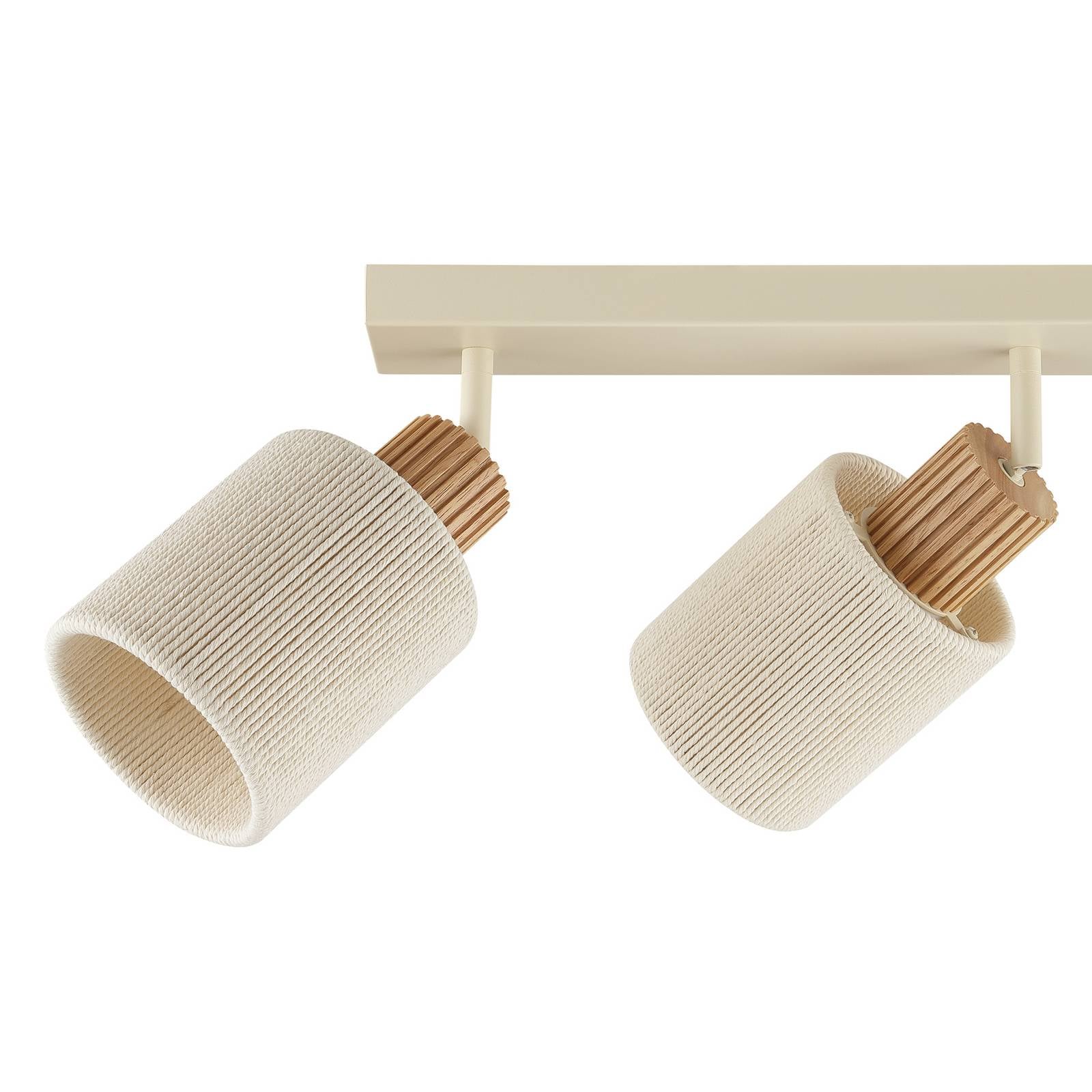 Brilliant Plafonnier Arlo, beige, en tissu, longueur 69 cm, à 3 lampes