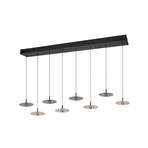 Lámpara colgante LED Sirena negra/ámbar/ahumada, 167 cm, cristal, 8 luces.