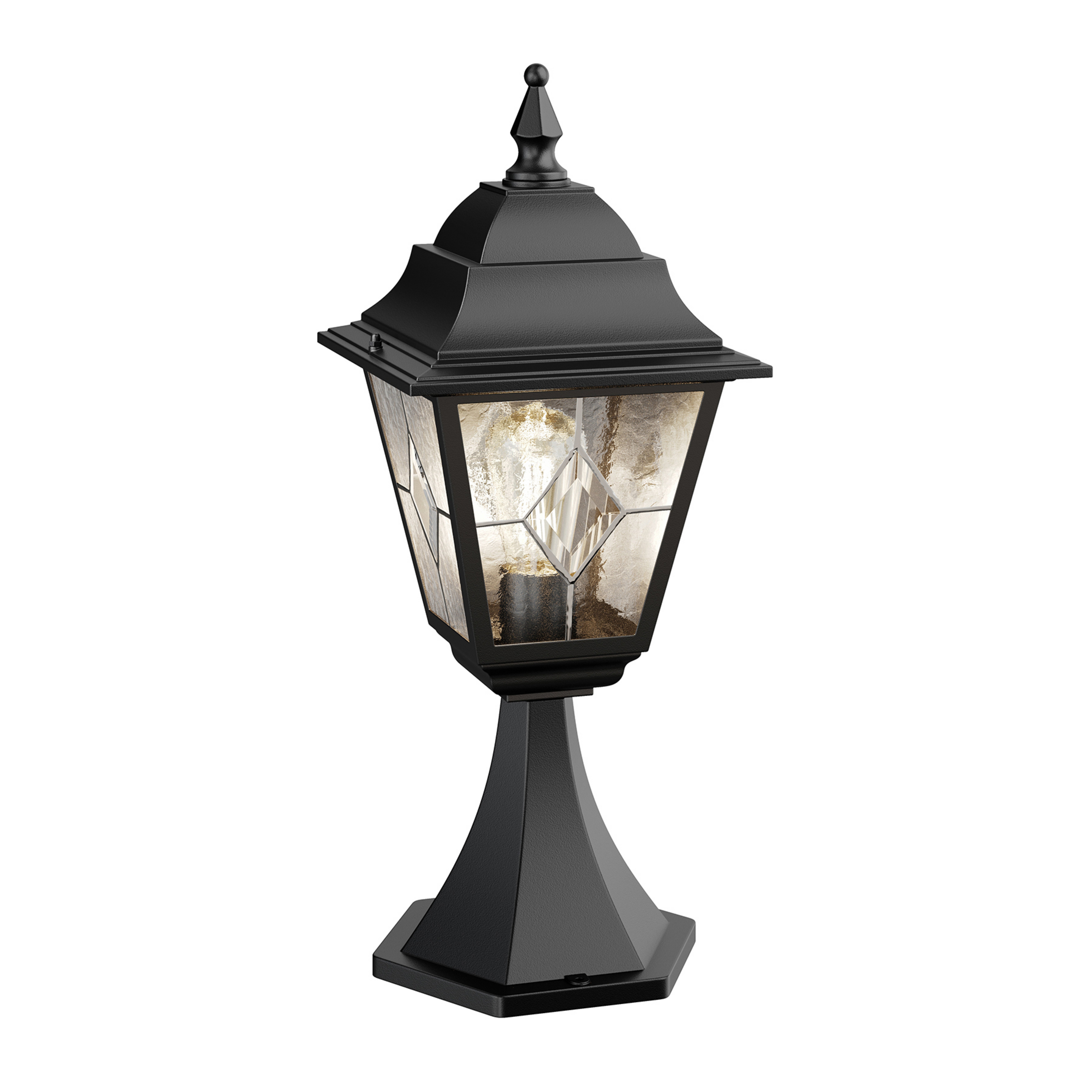 Norfolk sokkellamp, zwart/helder, IP43, glas - Elstead
