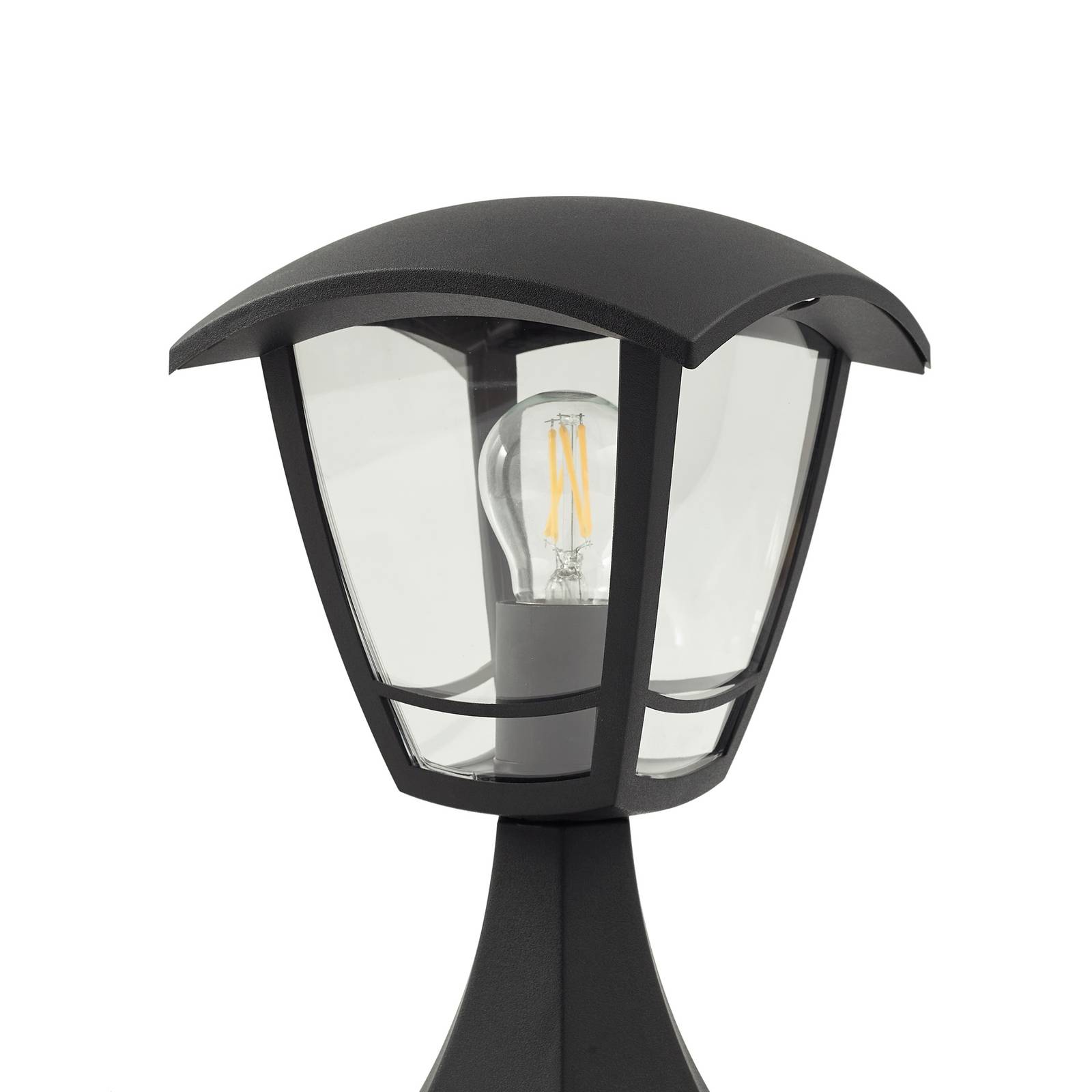 Lampa cokołowa Lindby Isidoro, czarna, wysokość 28 cm, tworzywo sztuczne