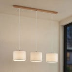 Lindby pendant light Imarin, 3-bulb, white, textile, 100cm