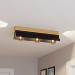 Φωτιστικό οροφής Tarrafo μαύρο, φυσικό ξύλο, 3-light