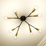 Lucande Carlea taklampe, 8 lysk. svart messing