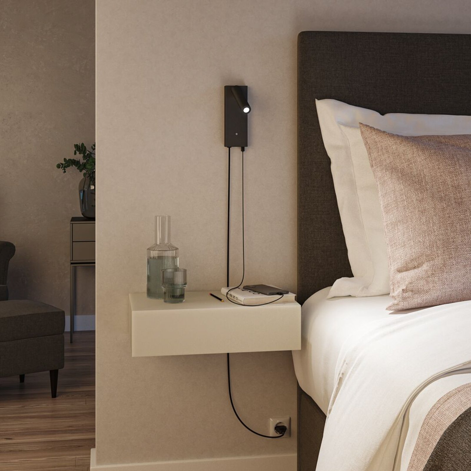 Hulda LED Zidna lampa USB C 3-step Dim. Mat Crna - Paulmann