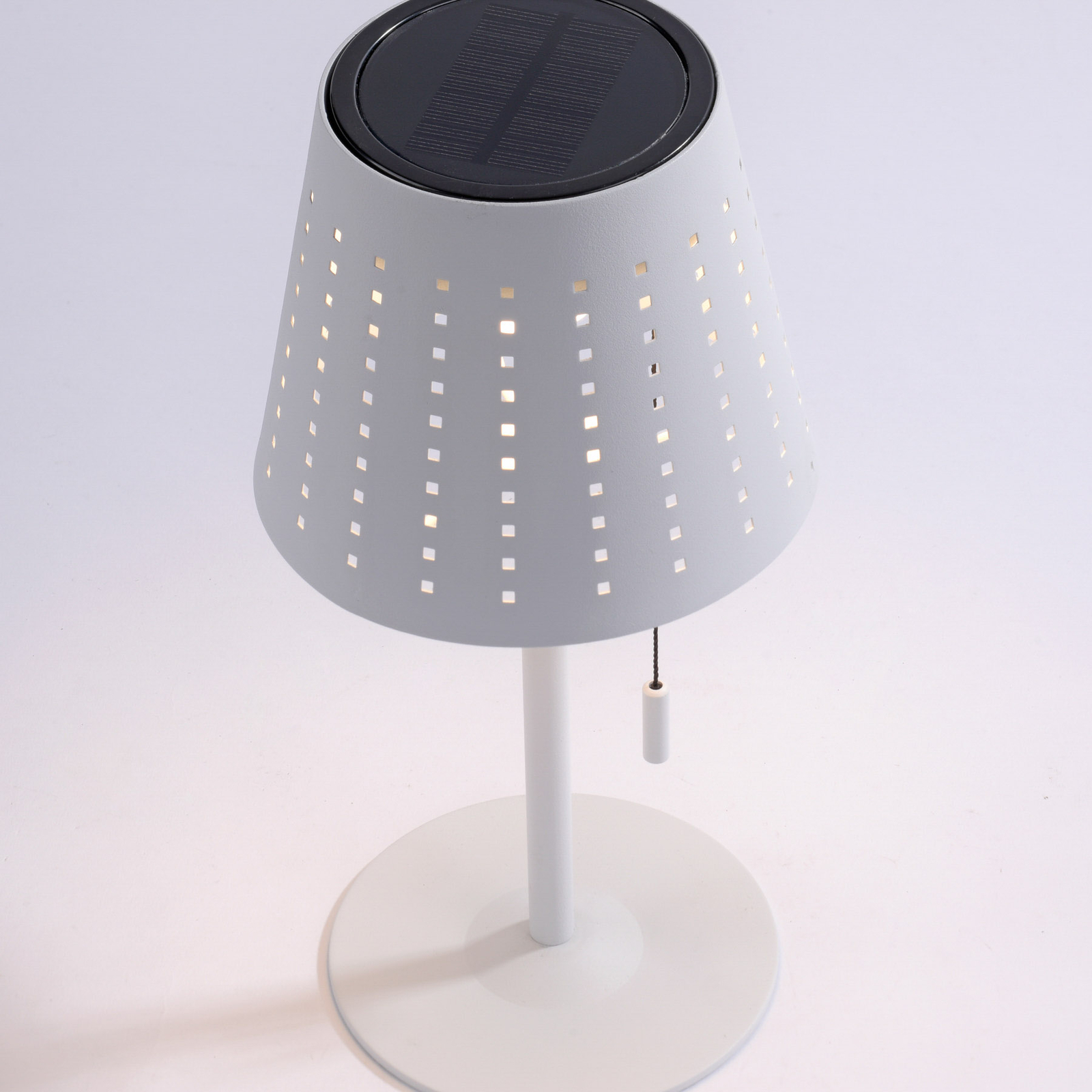 Lampa stołowa LED Mandy złącze USB solarna, biała