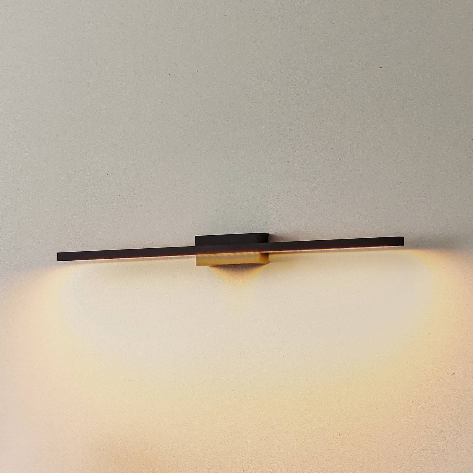 Rothfels Tofu LED wall lamp, black, 65 cm, for Living / Dining Room, aluminium, steel, brass, 12.6 W, W: 65 cm, H: 5 cm