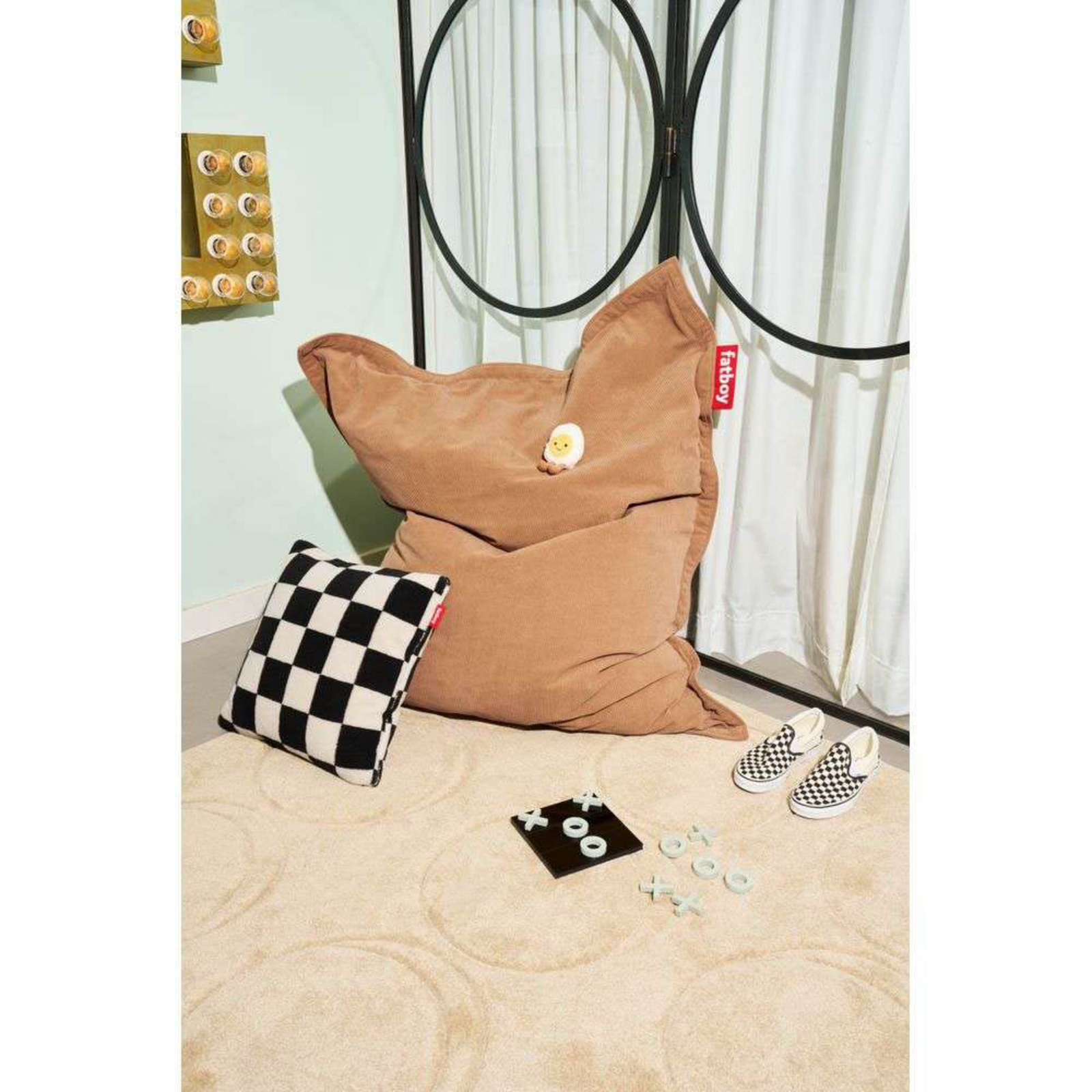 Square Teddy Coussin Chess Black Ecru - Fatboy®