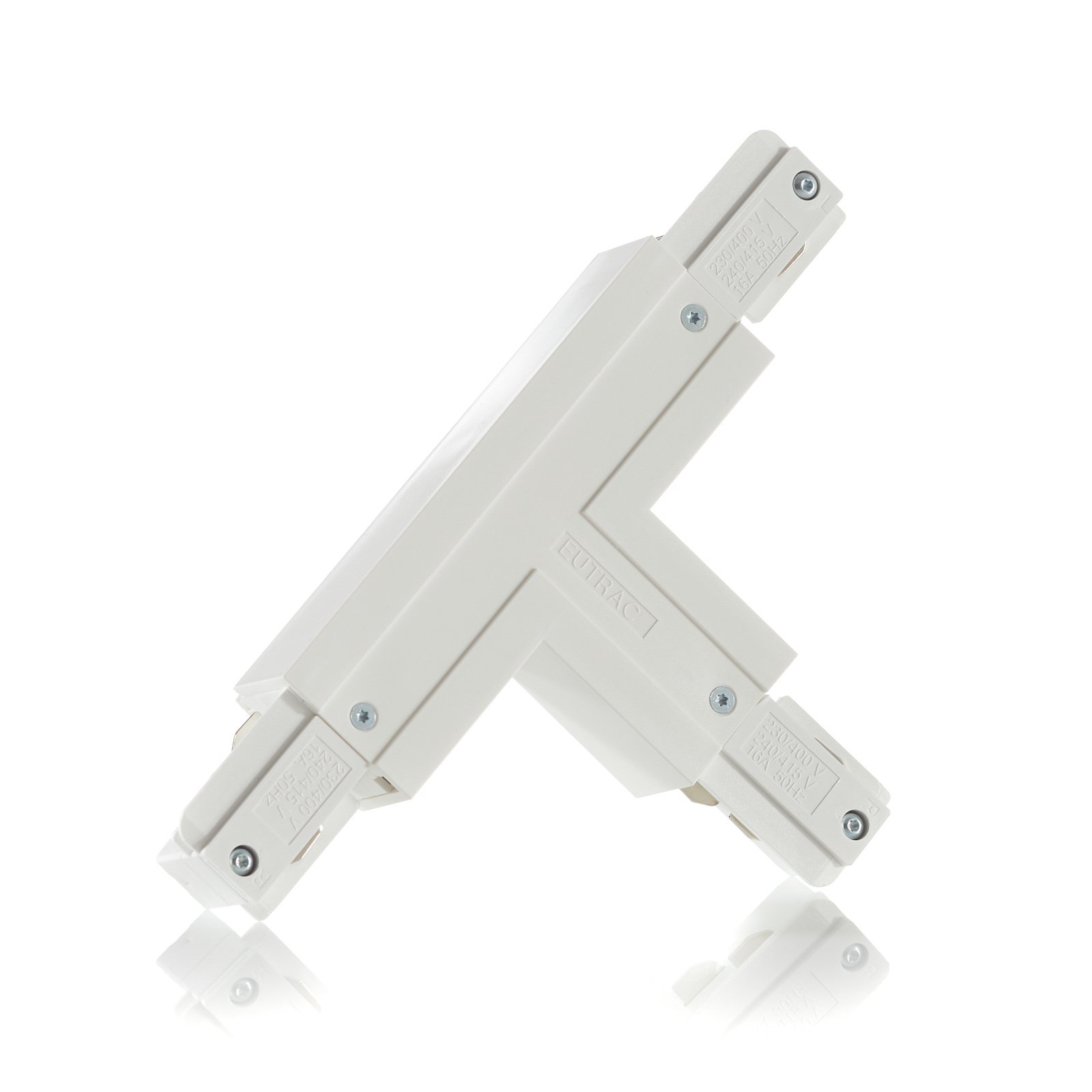 Eutrac T-connector earth outside right, white