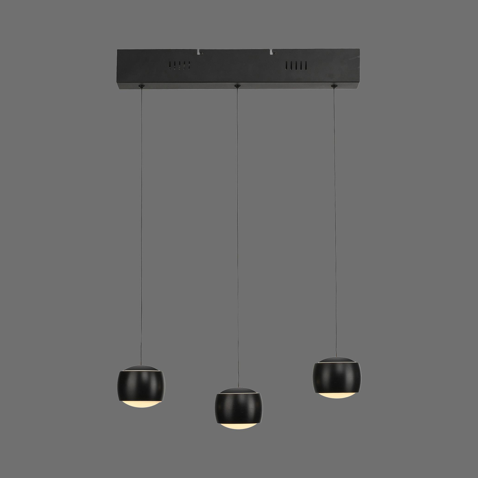 JUST LIGHT. Ballini LED hanging light, black, 3-bulb, Switchmo