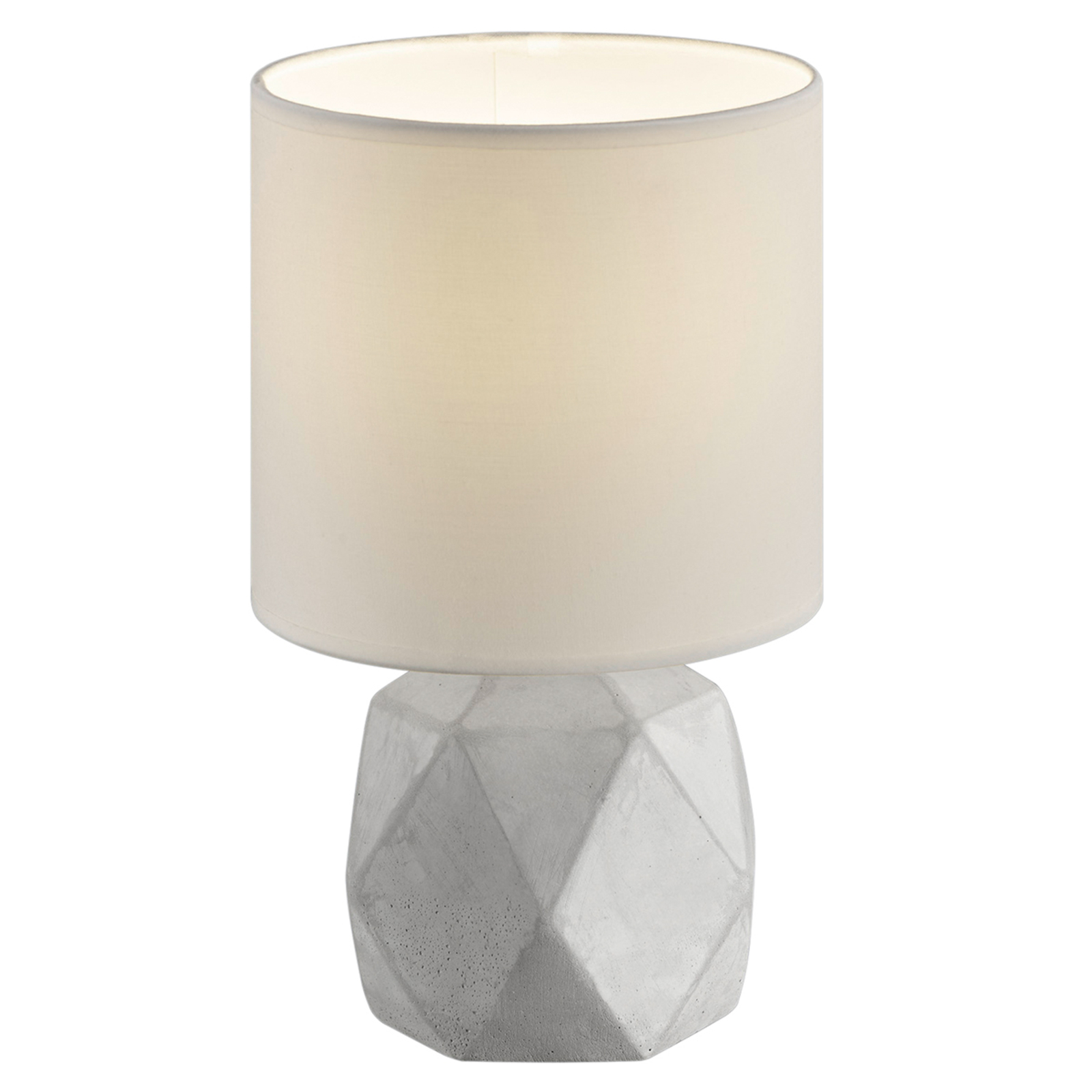 Reality Leuchten Fabric table lamp Pike with diamond-shaped base, for Living / Dining Room, concrete, fabric, E14, 40 W, energy efficiency: A++, H: 28 cm