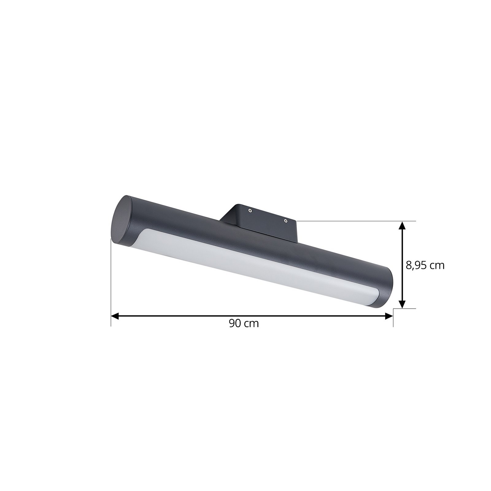 Lucande udendørs LED-væglampe Tuberia, antracit, metal, Ø 7cm