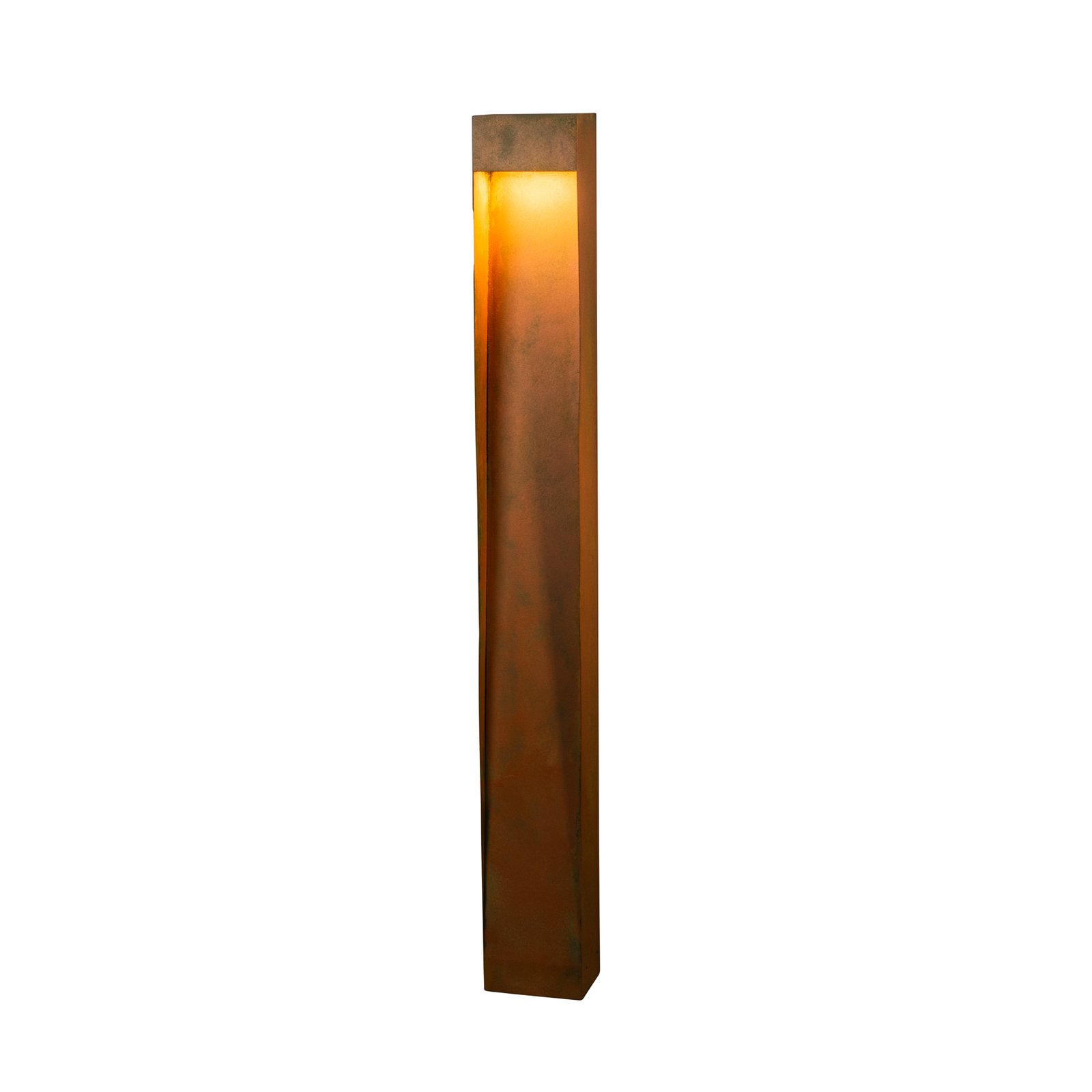 LED ceļa lampa Rho, rūsas krāsā, augstums 100 cm, metāls, IP54