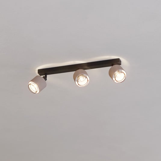 Rosley downlight, length 43 cm, black/natural, 3-bulb. | Lights.co.uk