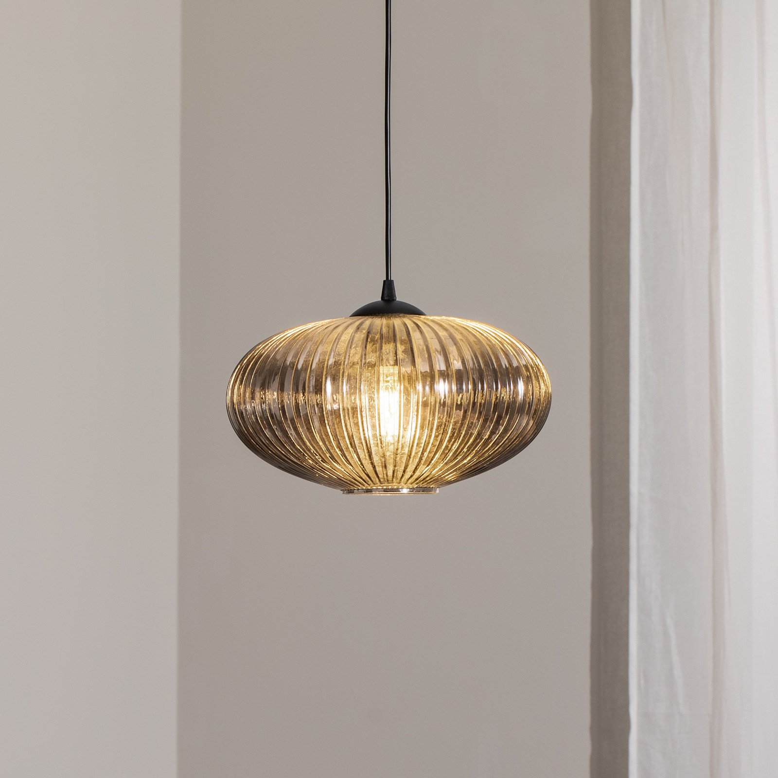 EMIBIG LIGHTING Lampă de sufragerie Coco Ø 30 cm negru/gri fumuriu sticlă - Camera de zi / sufragerie - gri fum negru