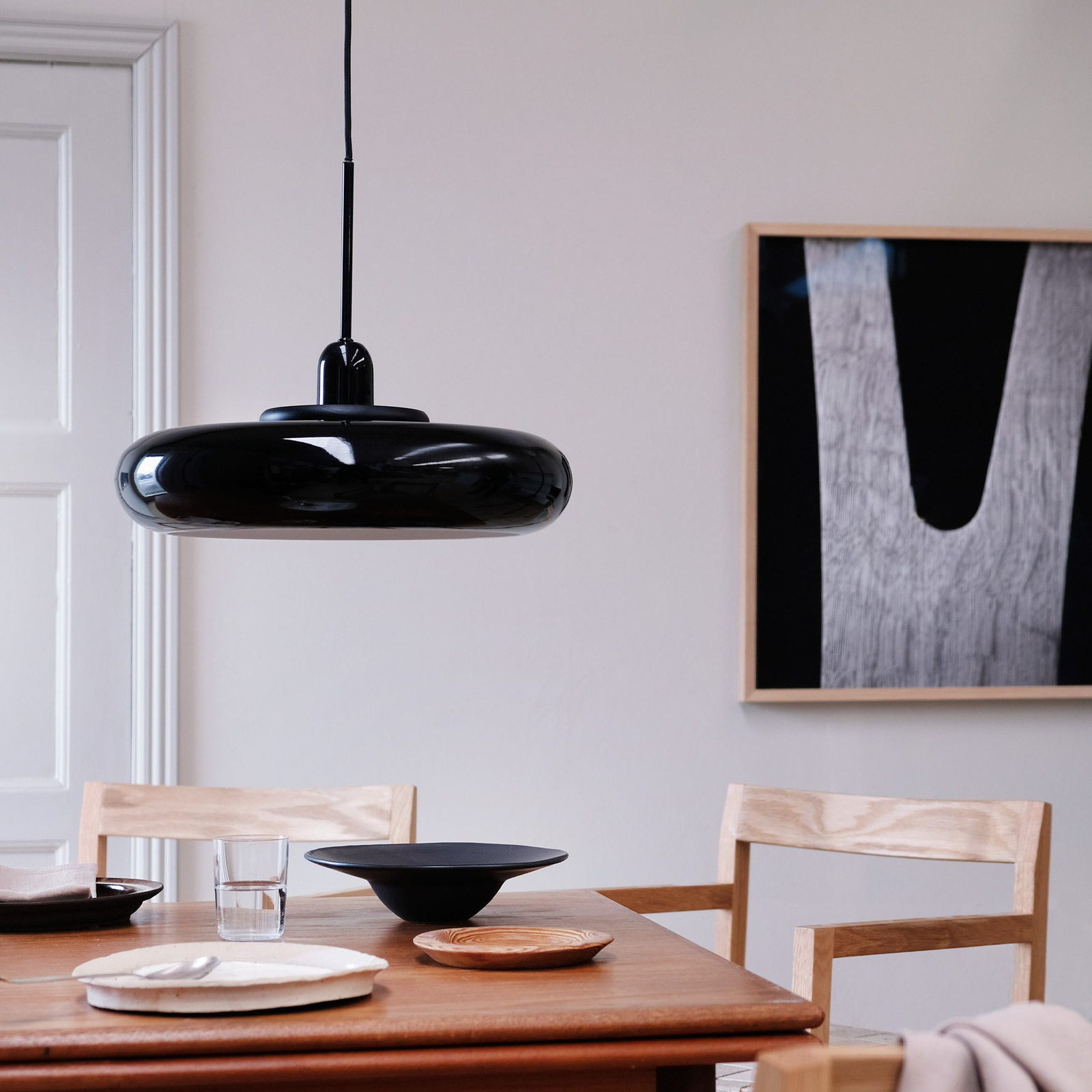 Dyberg Larsen hanging light Planet, black, Ø 40 cm, metal