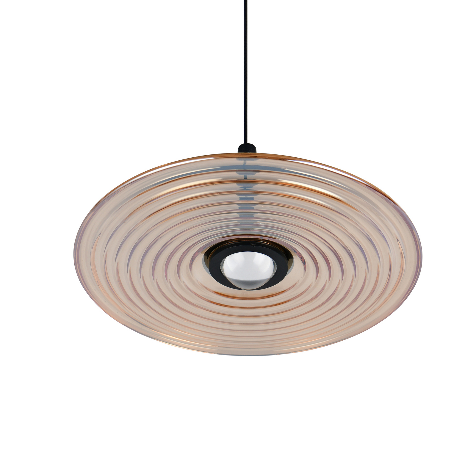 LED висяща лампа „Sirena“, черно/кехлибарено, Ø 20 см, стъкло, CCT LED висяща лампа „Sirena“, черно/кехлибарено, Ø 20 см, стъкло, CCT