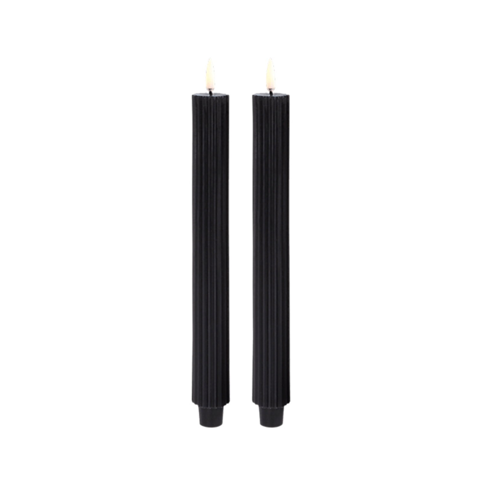 Candela a Cono LED Grooved 2-pack 3,2x25,5 cm Plain Nero/Smooth - Uyuni Lighting