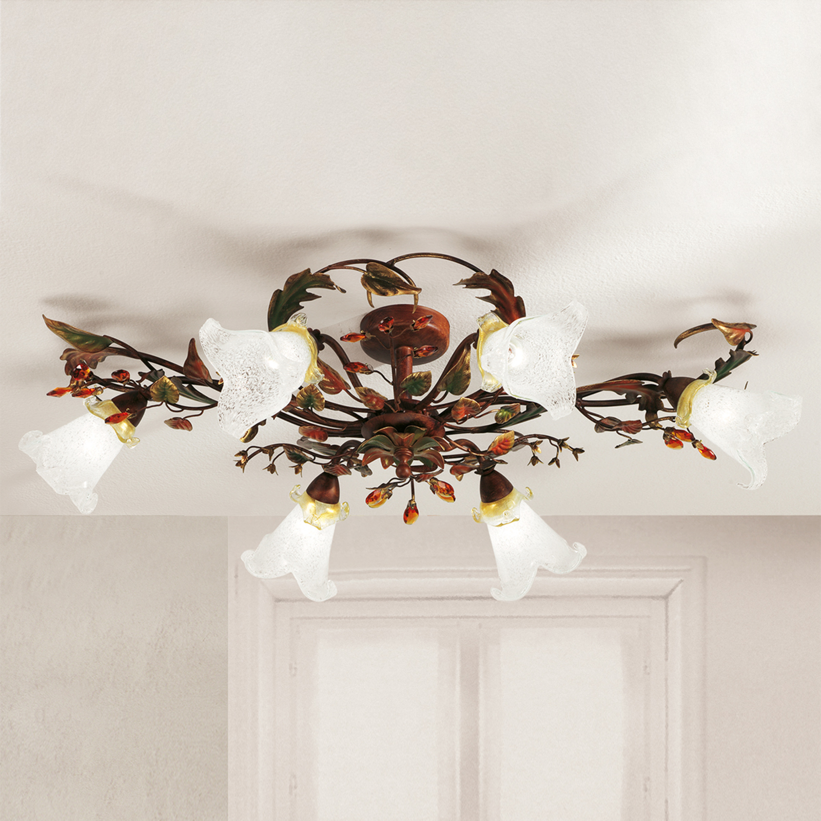 Six-bulb Florentine ceiling light Zarah