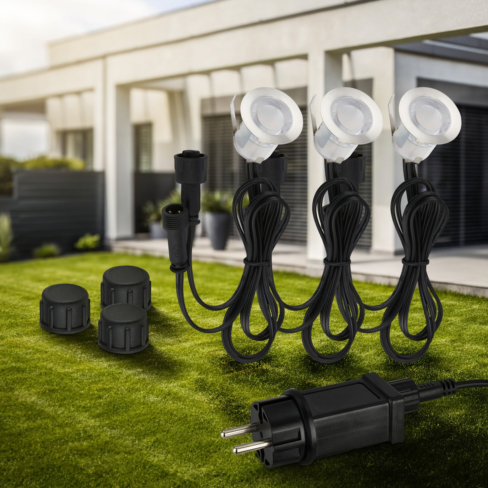 LED iebūvējamais prožektors 3912032 IP67 12 V 3x sākuma komplekts Ø3 cm