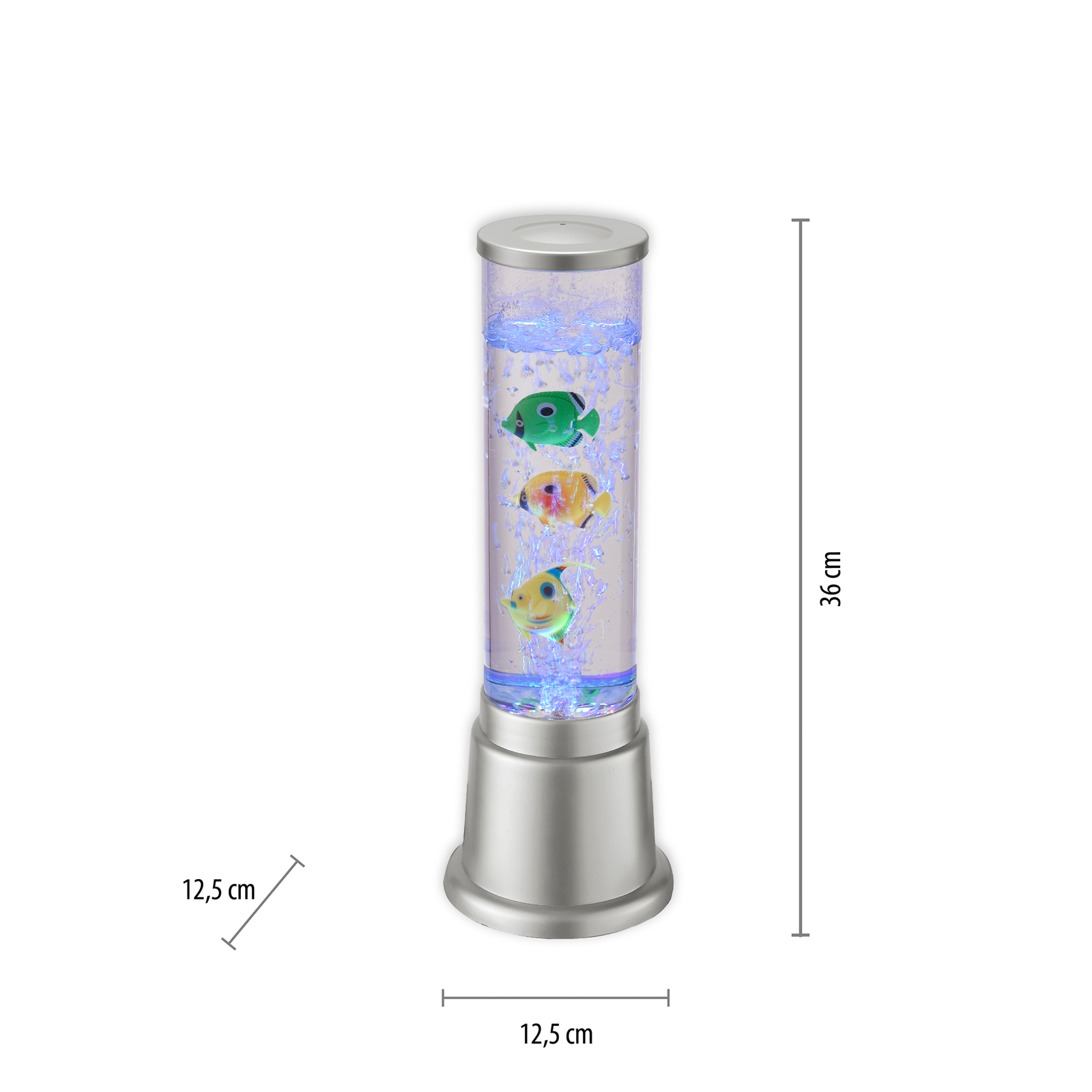 Coluna de água Ava com LEDs e peixes, altura 36cm