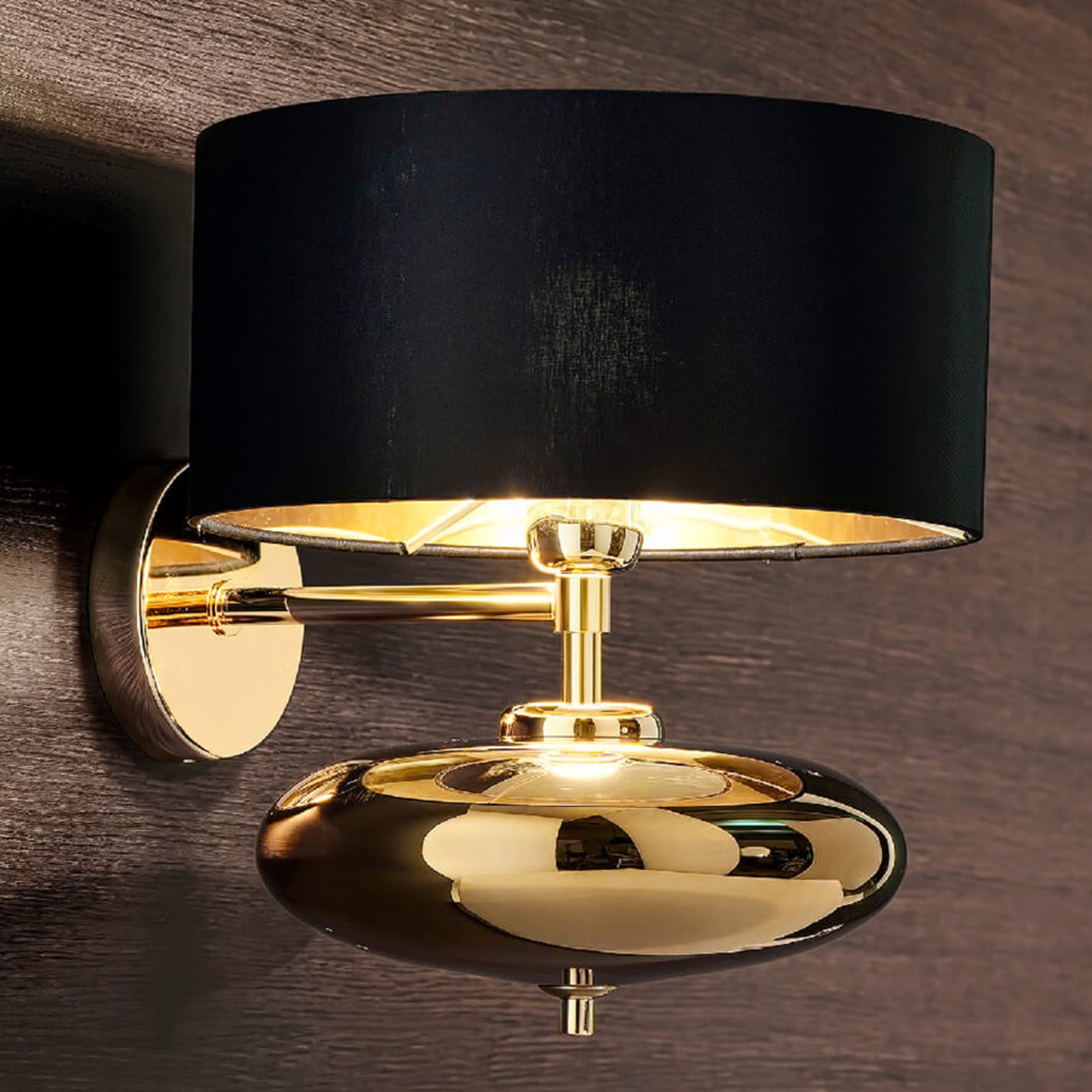 Black and gold - Show Ellisse textile wall light