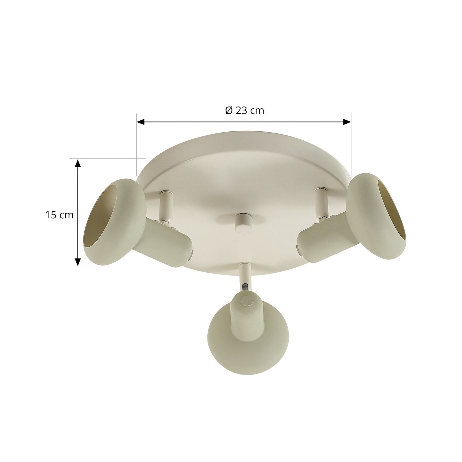 Lindby spot pour plafond Huby, 3 lampes, crème/vert clair, fer