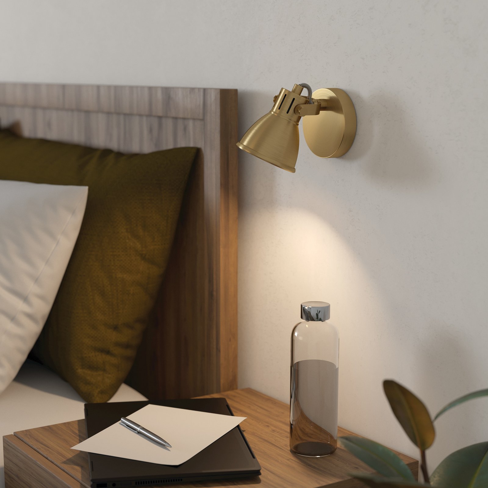 Spot mural Seras, laiton brossé or, 1 lampe