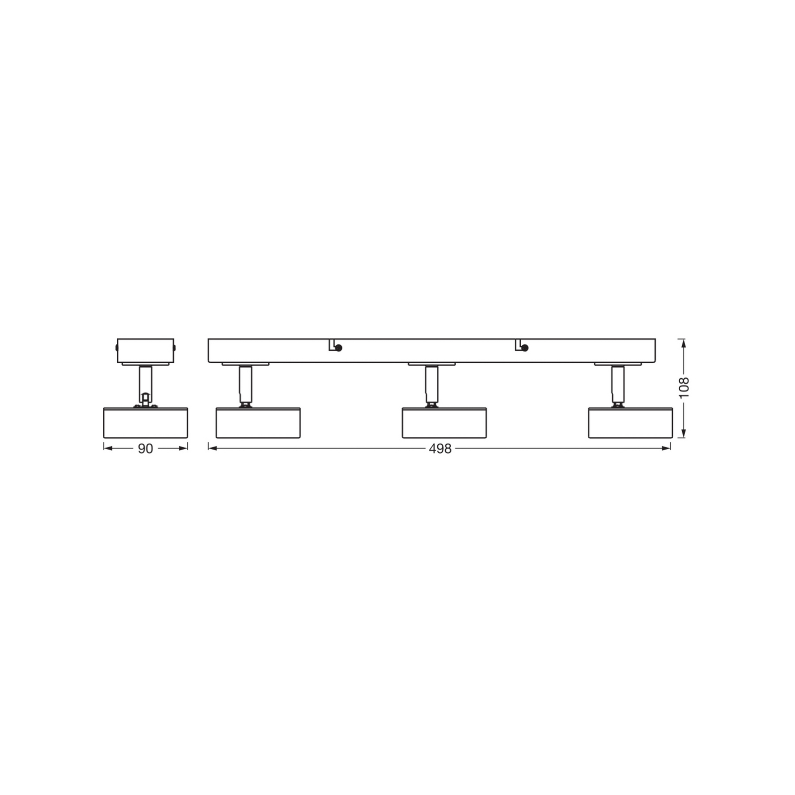 OSRAM LED-Deckenstrahler PLUTO, schwarz, 3 Spots, 3.000 K