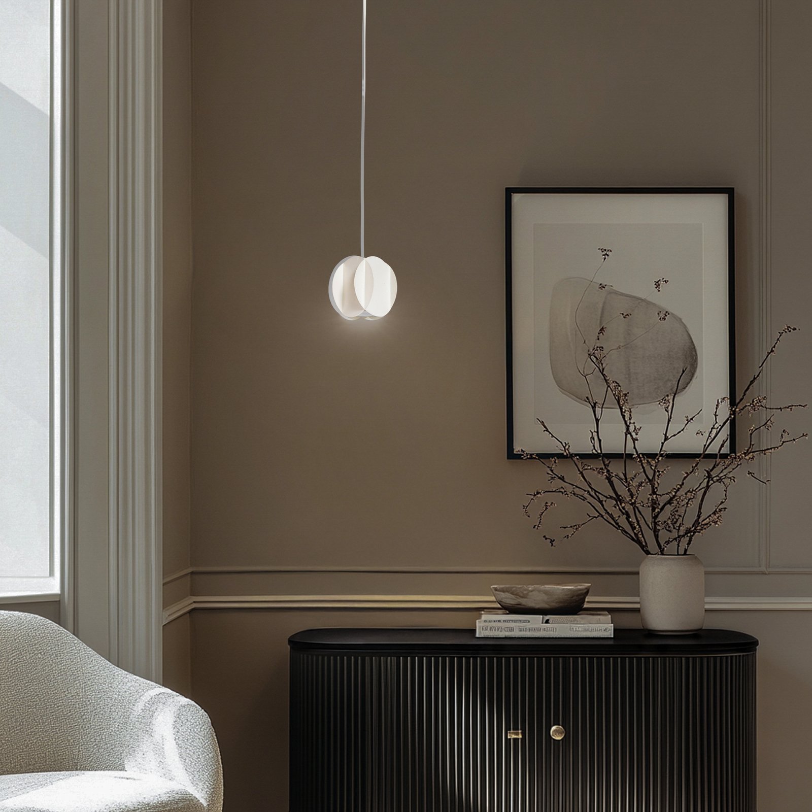 Lampada a sospensione GAMBIT, bianco crema, Ø 10 cm, metallo, GU10 Lampada a sospensione GAMBIT, bianco crema, Ø 10 cm, metallo, GU10