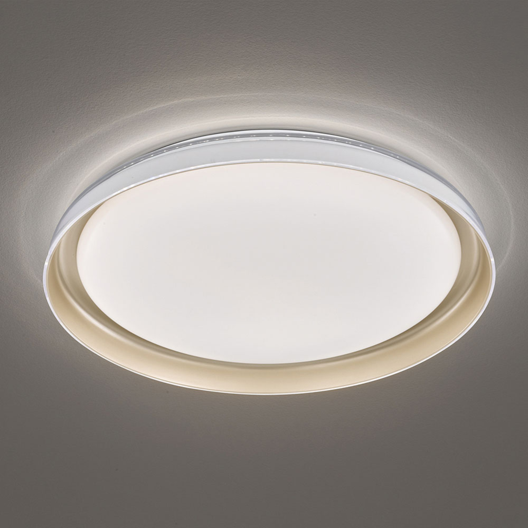 Fischer & Honsel Rilla LED ceiling light, dimmable, Ø 43 cm, for Living / Dining Room, metal, acrylic, 22 W, energy efficiency: A+, H: 7.5 cm