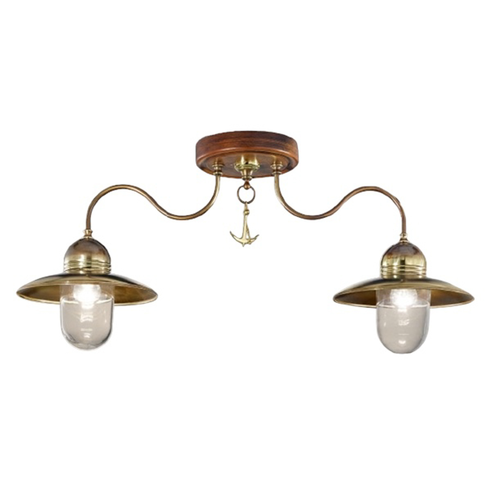 Faro ceiling light, wood and brass